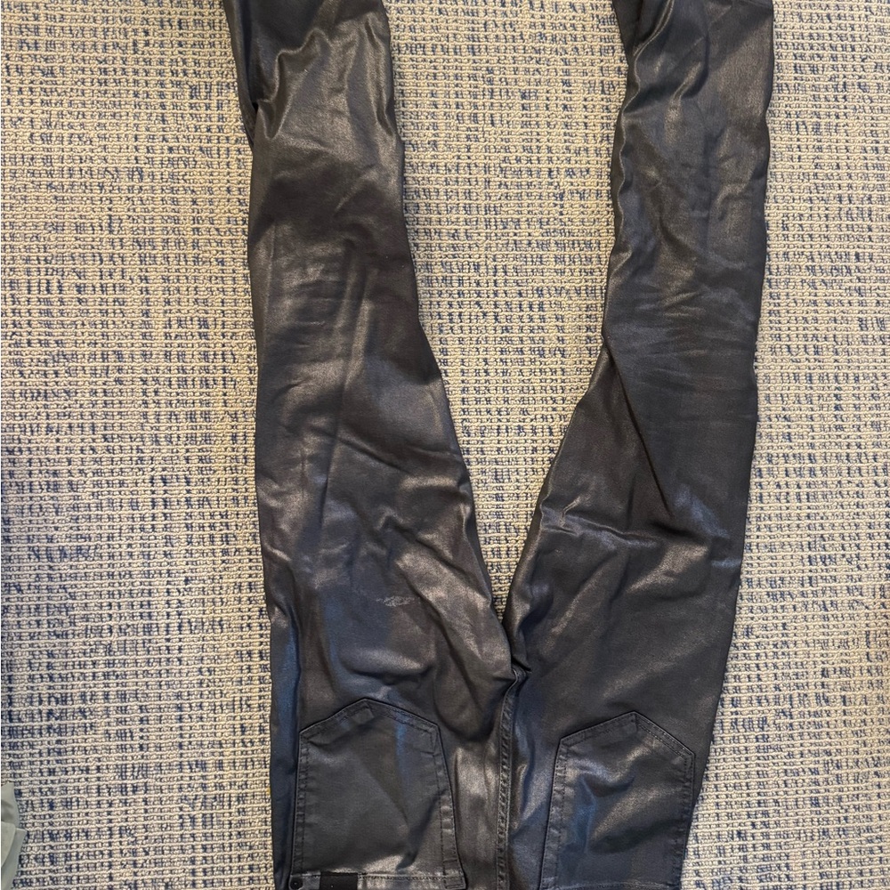 7 for All Mankind High Waist Straight With Faux Pockets In Coated Pewter. 25